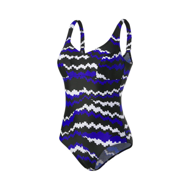 Speedo Women Swimwear Marlena U-Back One-Piece Black-White-Chroma Blue