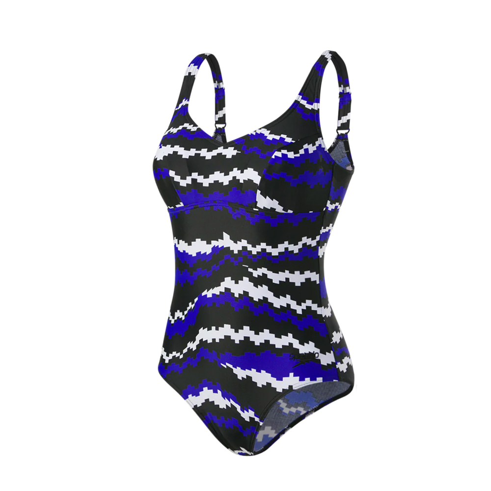 Speedo Women Swimwear Marlena U-Back One-Piece Black-White-Chroma Blue