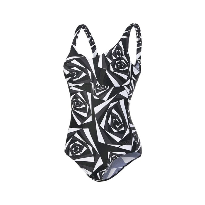 Speedo Women Swimwear Marlena U-Back One-Piece Black-Oxid Grey-White