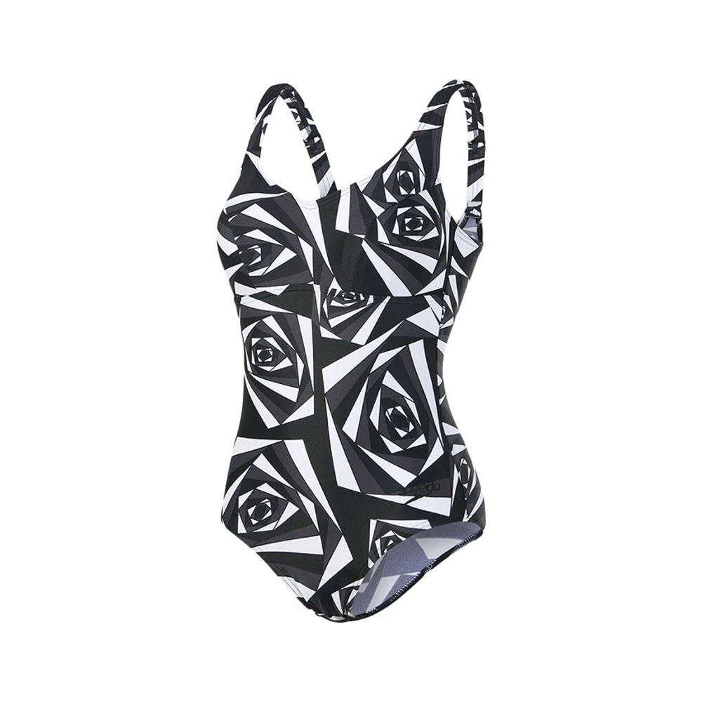 Speedo Women Swimwear Marlena U-Back One-Piece Black-Oxid Grey-White