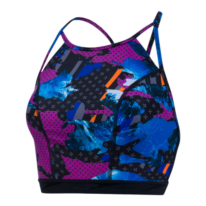 Speedo Women Swimwear Injectwave Crop Top Black-Vita Grey-Ultramarine-Diva-White