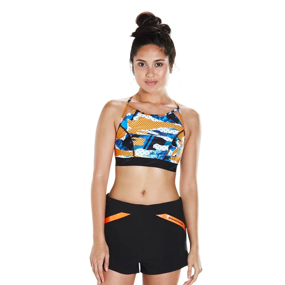 Speedo Women Swimwear Injectwave Crop Top Black-Fluo Orange-White - Image 2