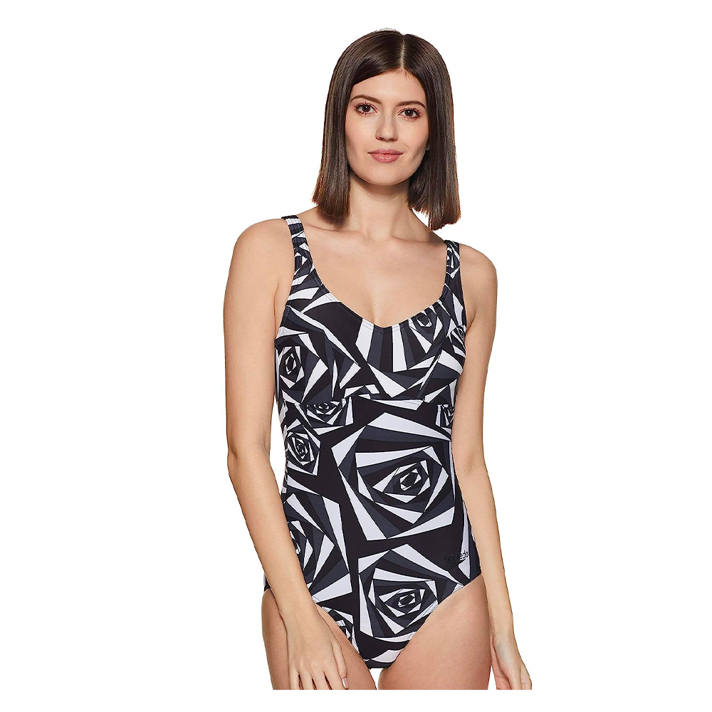 Speedo Women Swimwear Marlena U-Back One-Piece Black-Oxid Grey-White - Image 2