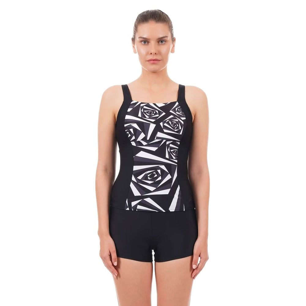 Speedo Women Swimwear Penny Tankini Black-Oxid Grey-White - Image 2