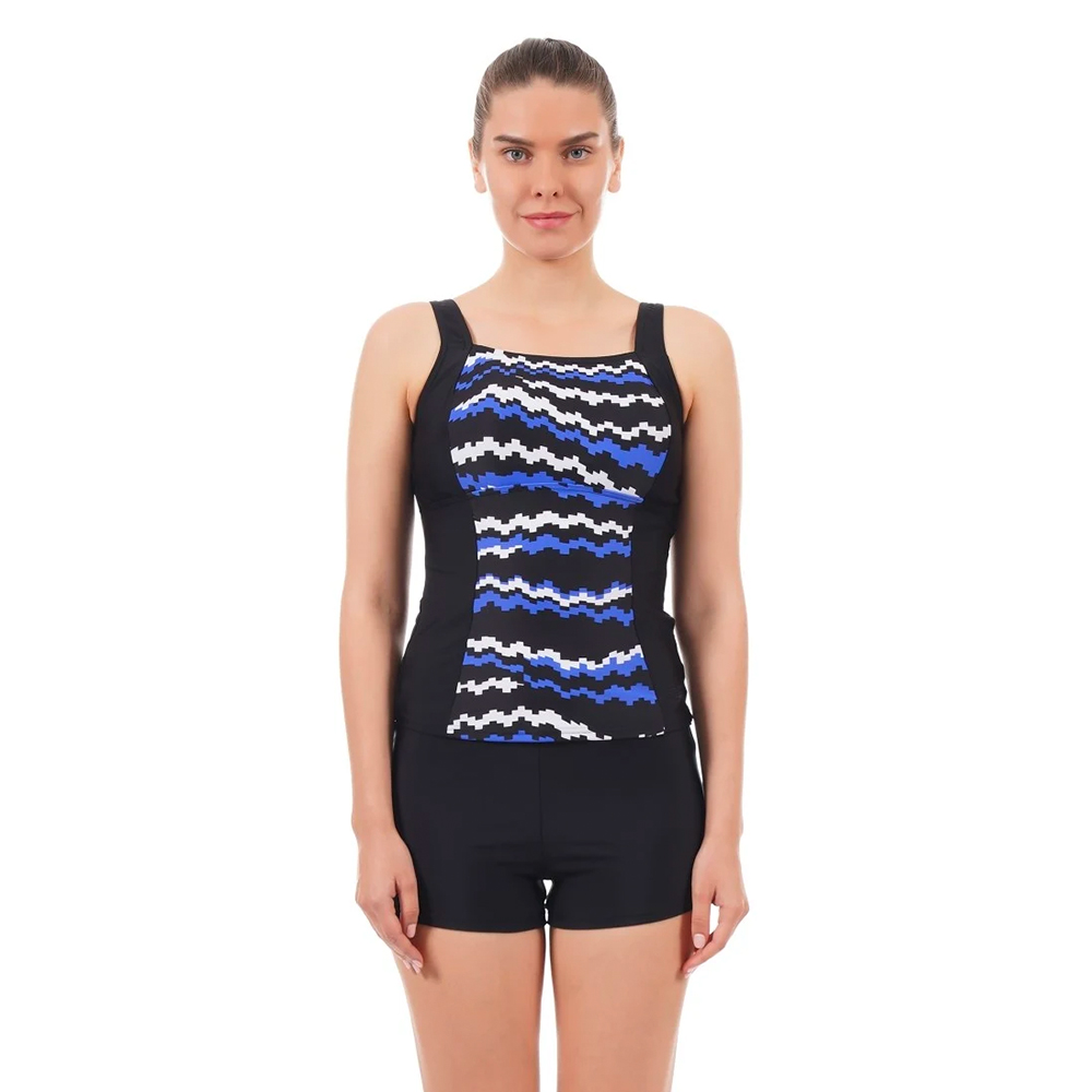 Speedo Women Swimwear Penny Tankini Black-White-Chroma Blue - Image 2