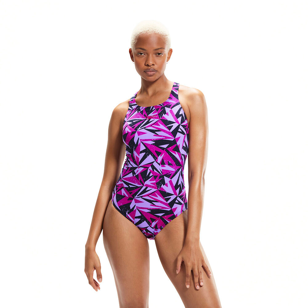 Speedo Women Swimwear Hyperboom Allover Racerback True Navy-Berry-Miami Lilac - Image 2