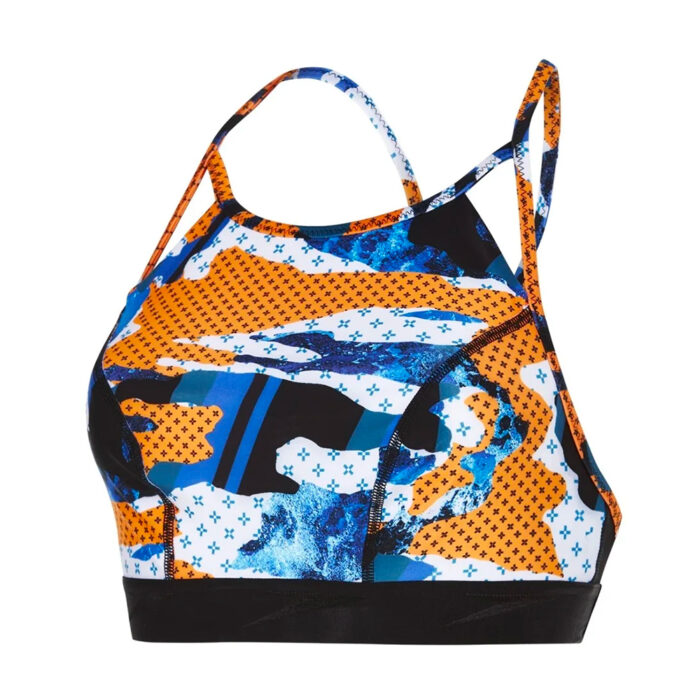 Speedo Women Swimwear Injectwave Crop Top Black-Fluo Orange-White