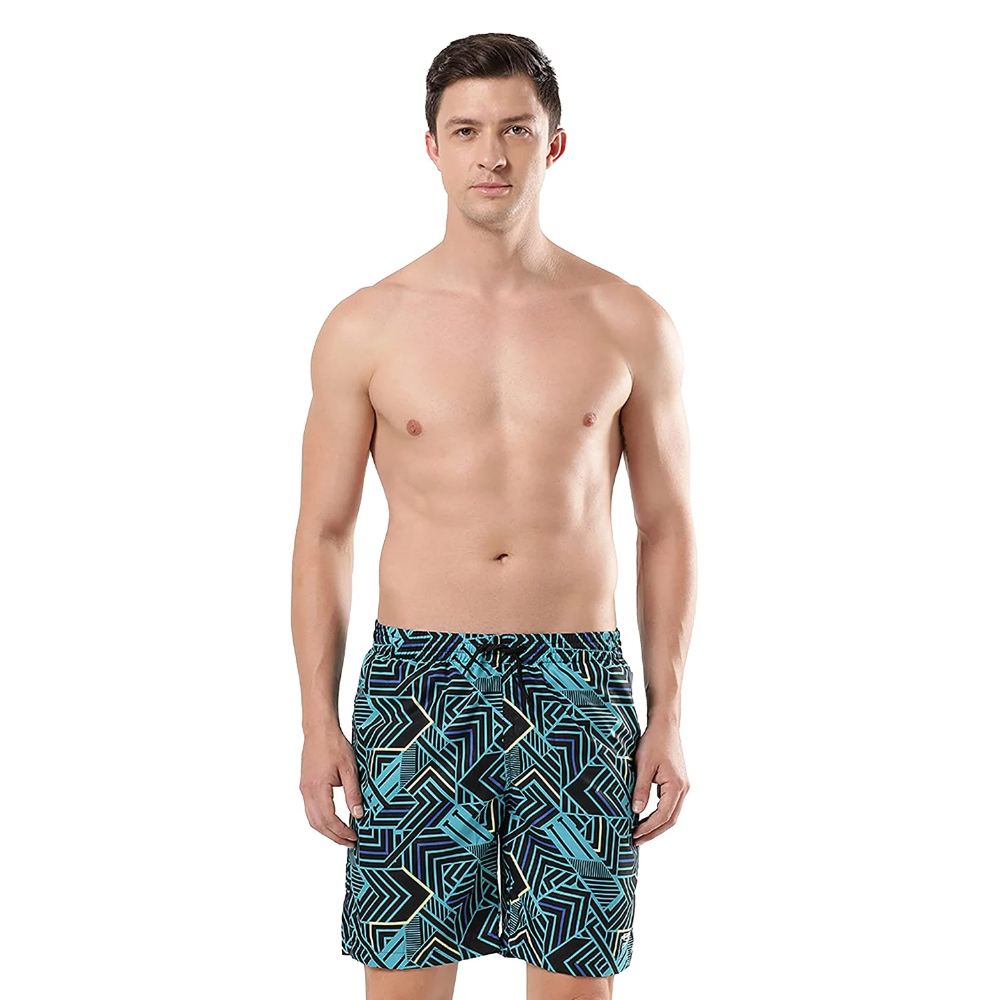 Speedo Men Swimwear Essential Sport Allover 18″ WS Black-Aquarium-Chroma Blue-Spritz