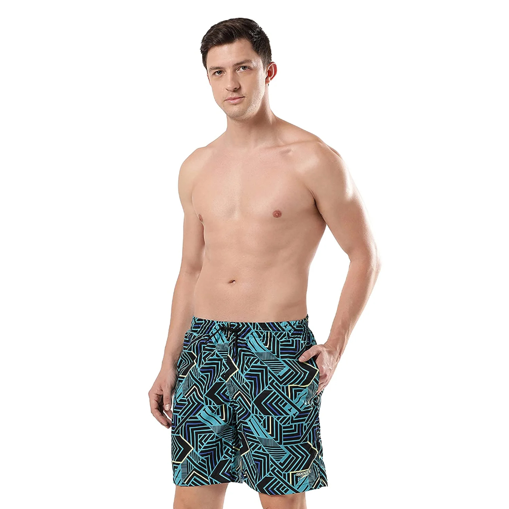 Speedo Men Swimwear Essential Sport Allover 18″ WS Black-Aquarium-Chroma Blue-Spritz - Image 2