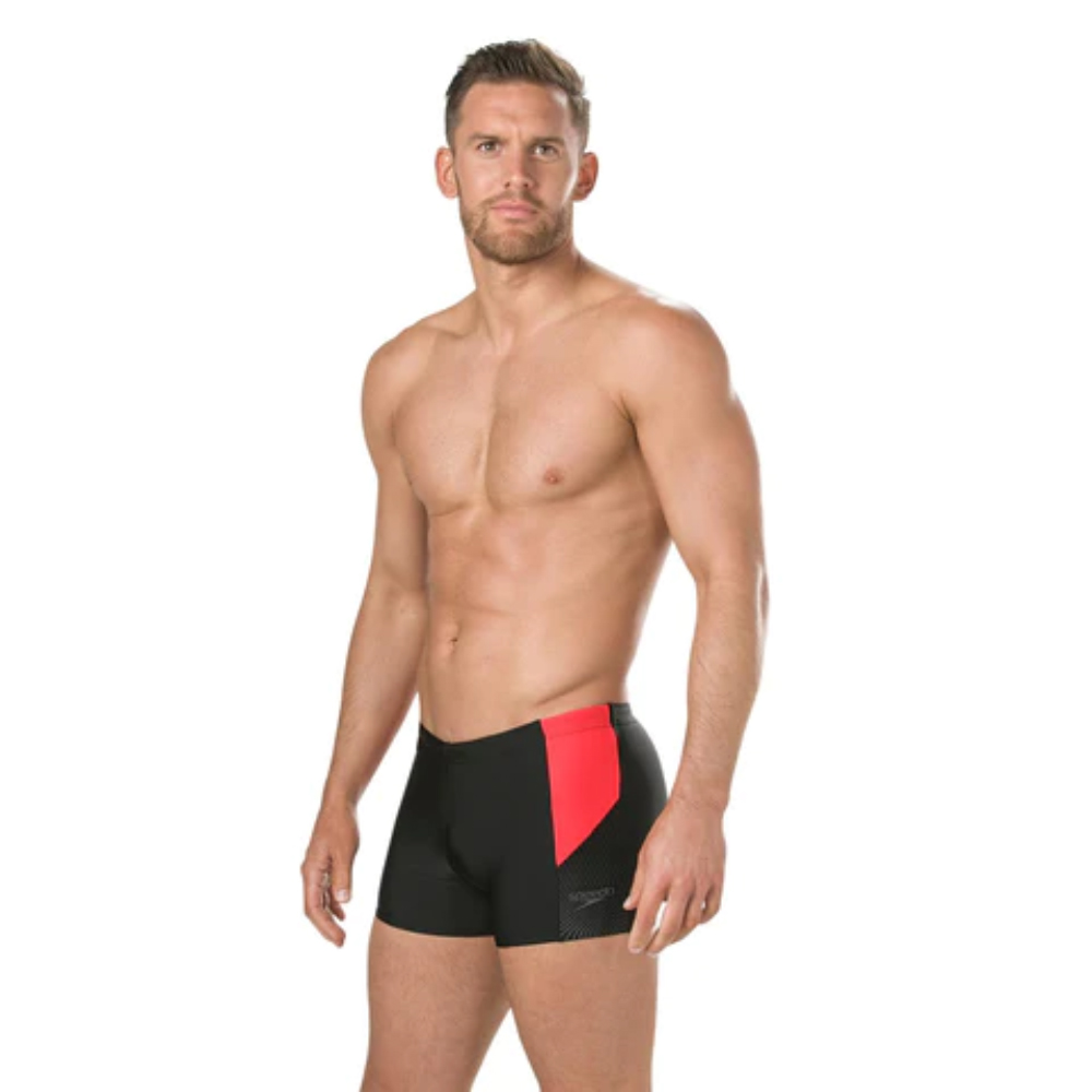 Speedo Men Swimwear Dive Aquashort Black-Fed Red-Dove Grey - Image 3
