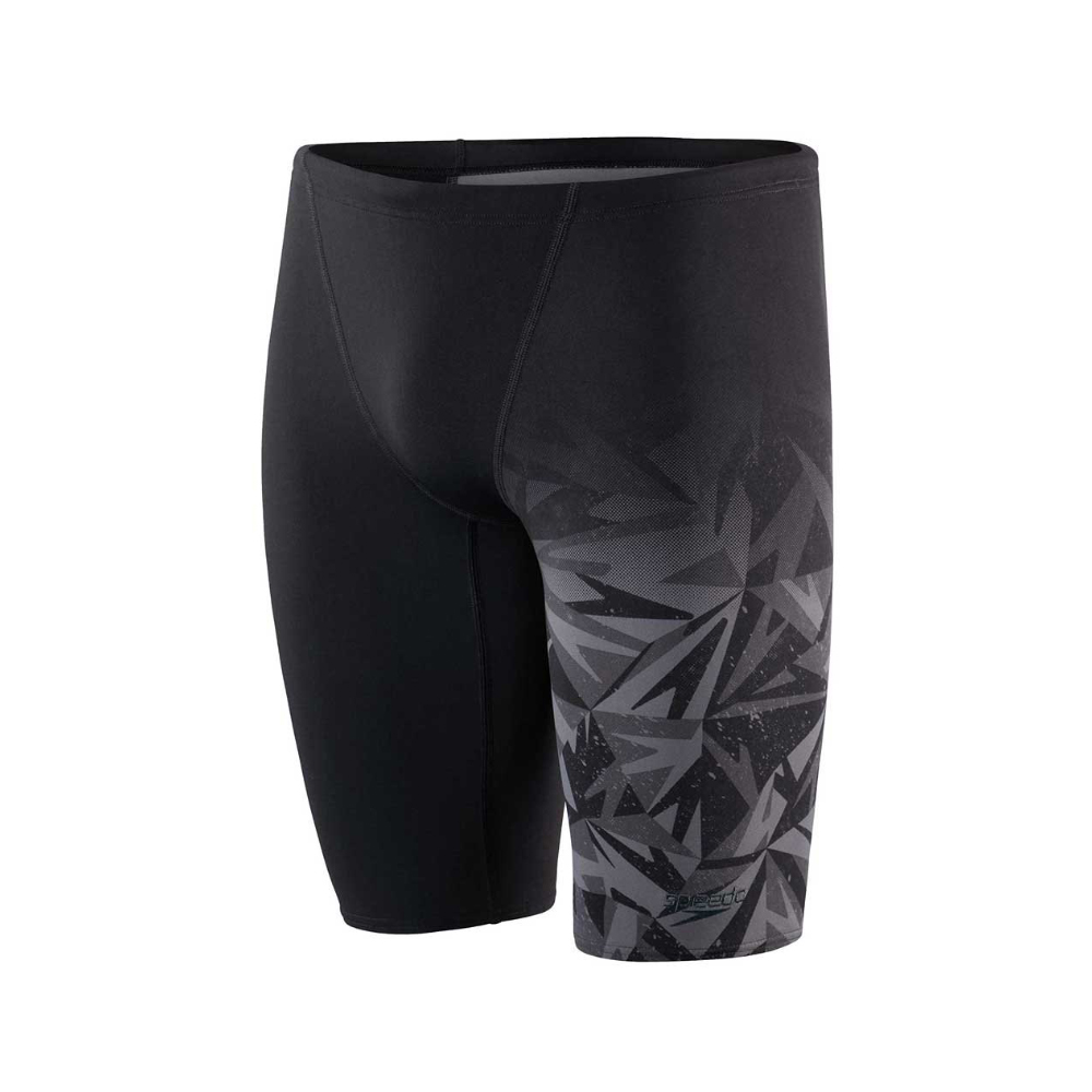 Speedo Men Swimwear Hyperboom V Cut Jammer Black-Oxid Grey-USA Charcoal