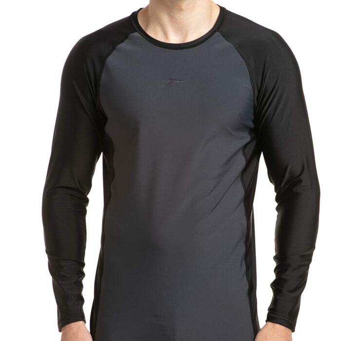 Speedo Men Swimwear Long Sleeve Suntop Oxid Grey-Black