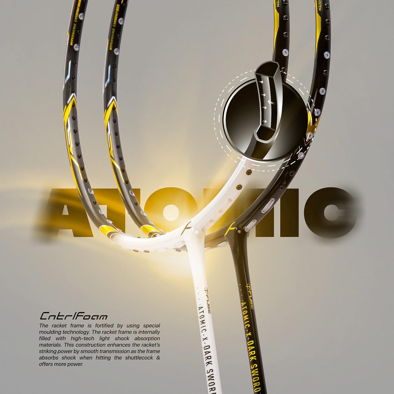 HUNDRED Atomic-X Dark Sword Carbon Fibre Unstrung Badminton Racket - Image 5
