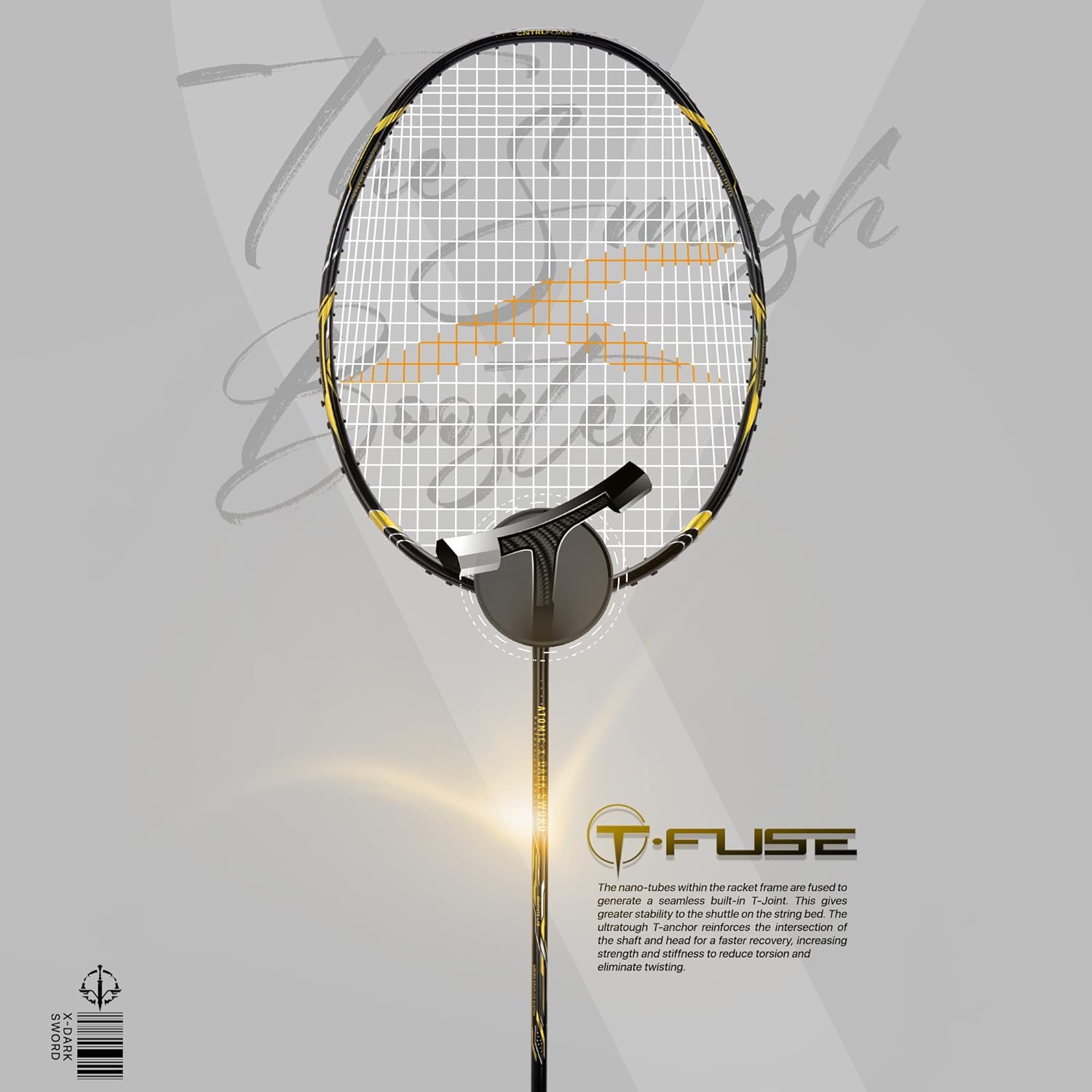 HUNDRED Atomic-X Dark Sword Carbon Fibre Unstrung Badminton Racket - Image 3