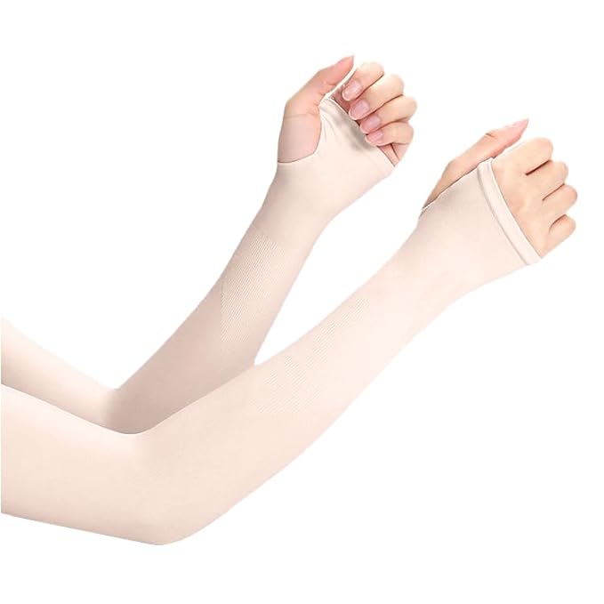 Tan Sunblock Protection with Thumb Hole Arm Sleeves
