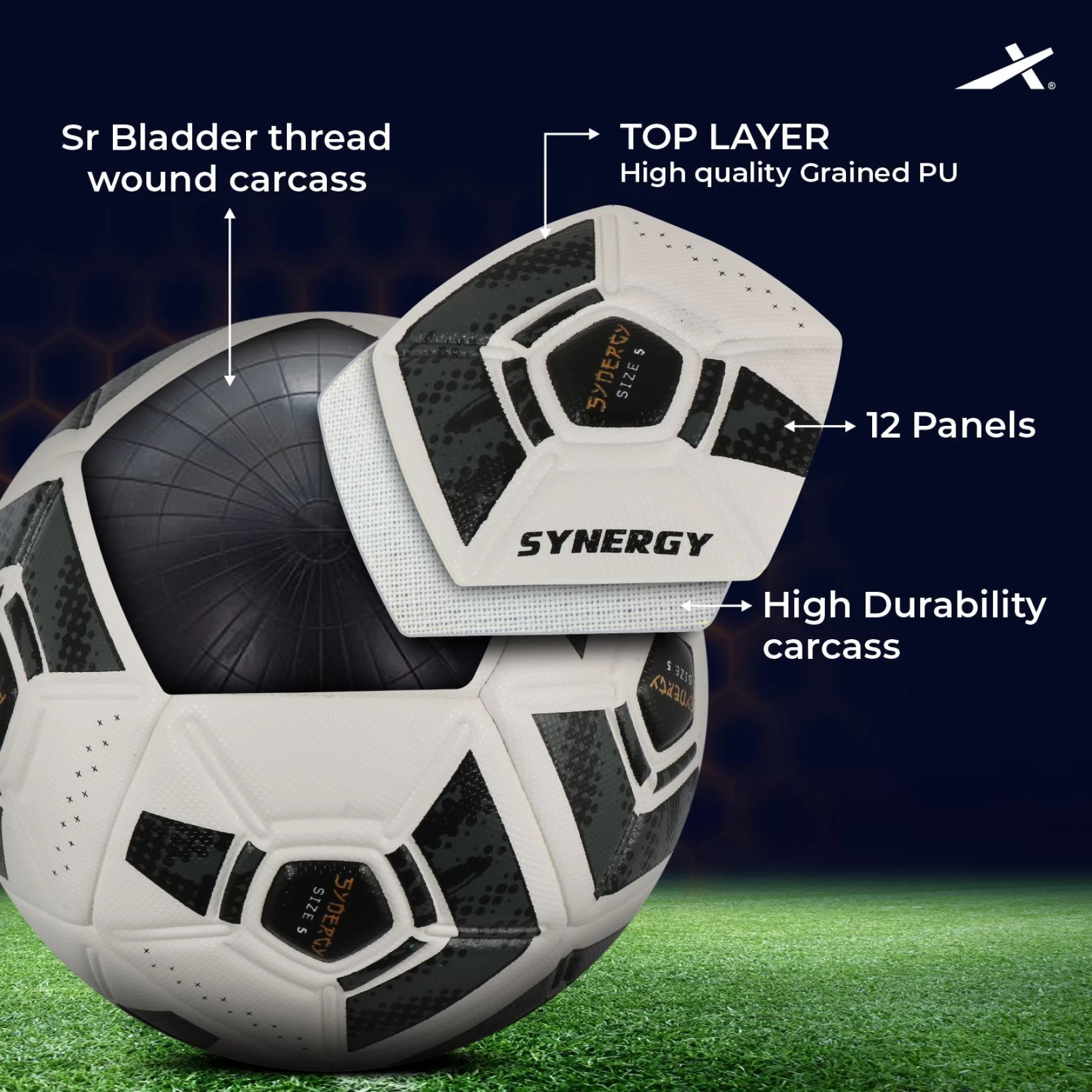 Vector-X Synergy Football (Size 5 | White/Black) - Image 5