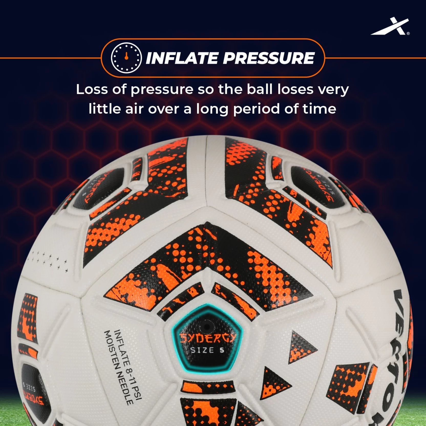 Vector-X Synergy Football (Size 5 | White/Orange) - Image 5