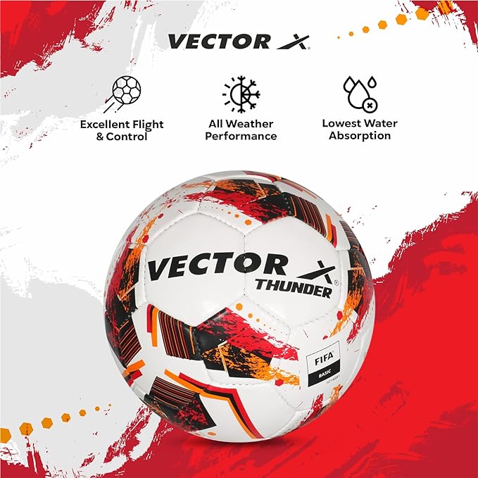 Vector X Thunder Football (Size – 5 | Red/Orange/Black) - Image 2