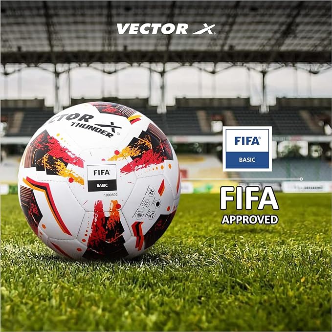 Vector X Thunder Football (Size – 5 | Red/Orange/Black) - Image 4