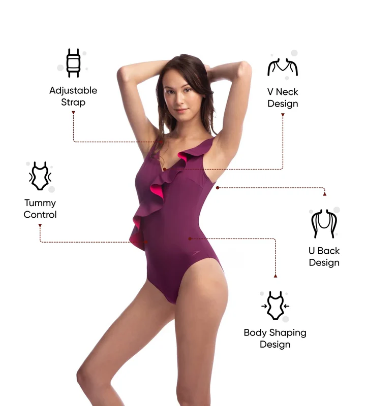 Speedo Women’s Spdscu Rubysun One Piece Swimwear – Deep Plum / Magenta - Image 2