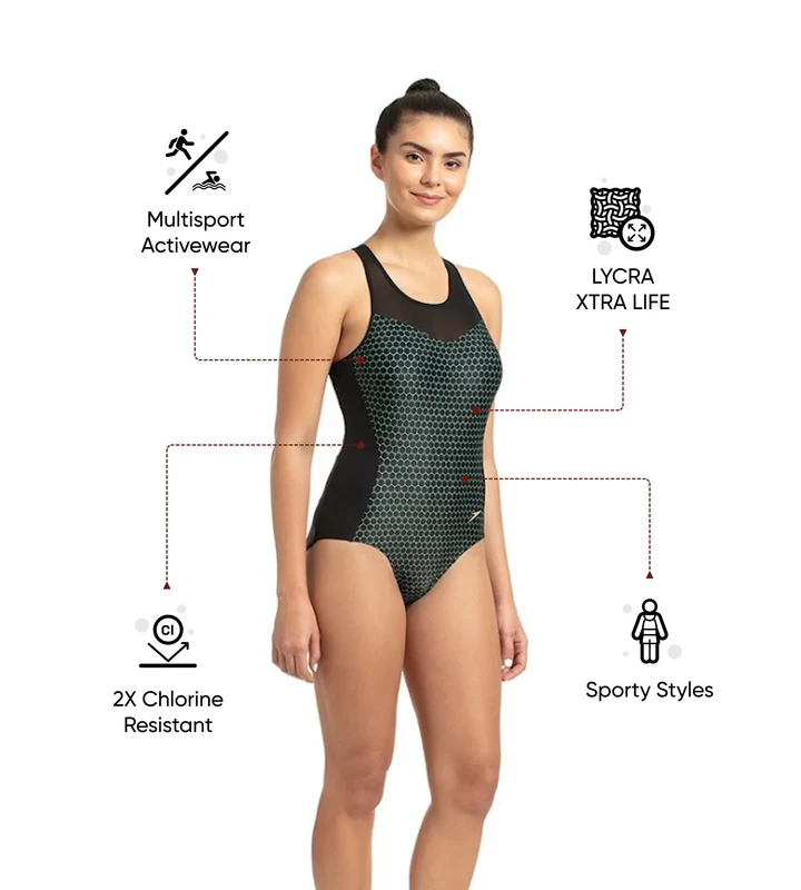Speedo Women’s Power Flex Mesh Panel One Piece Swimwear - Image 2