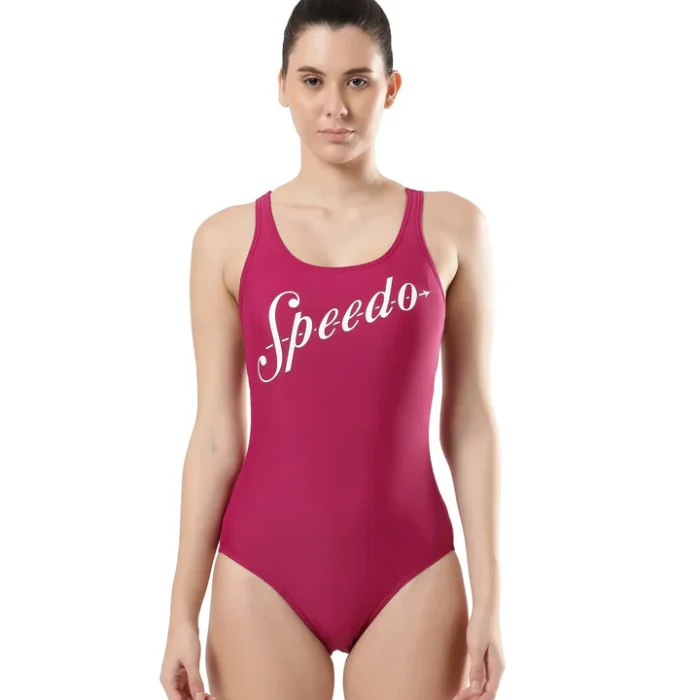Speedo Women’s Endura Brite Fabric Heritage Logo Racerback One Piece Swimwear